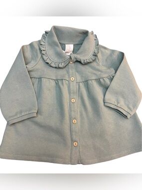 NWT H&M Baby Girl Ruffle Collar Sweatshirt Jacket Sage Green 6M